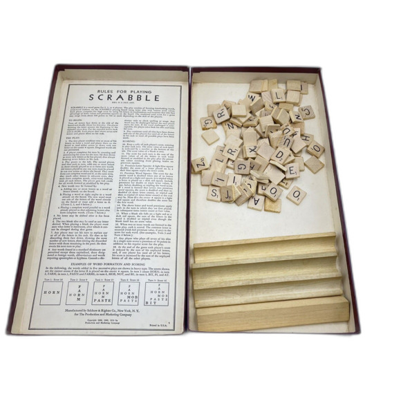 Vintage Red Scrabble Crossword Game 1948-1953 COMPLETE, NICE! - Picture 4 of 5